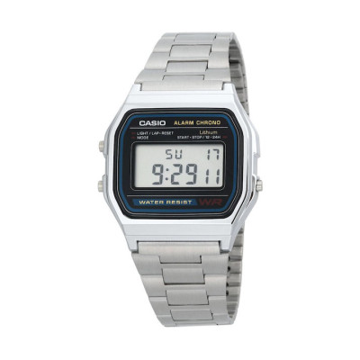 Casio A158WA-1CR Vintage Iconic Ψηφιακό Ρολόι Μπαταρίας με Ασημί Μεταλλικό Μπρασελέ